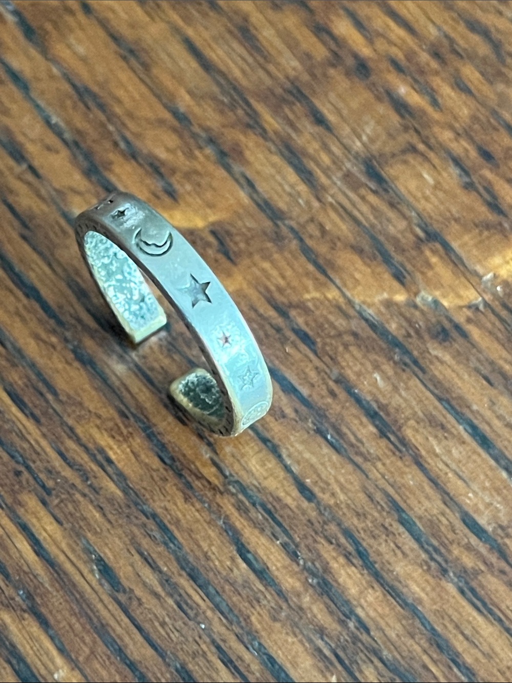 Men's Silver-Tone Moon & Star Cuff Bracelet - Adjustable Metallic Finish
